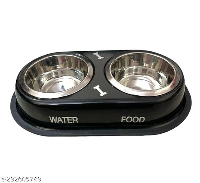 Stainless Steel 2 in 1 Feeding Bowl for Pet (Multicolor)